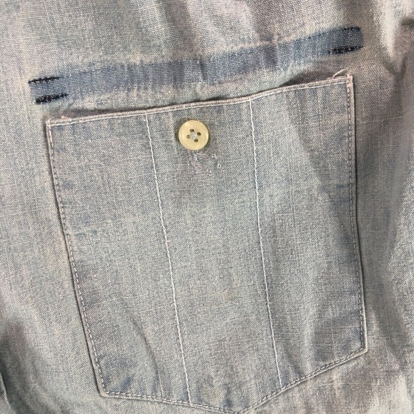 Levis Shirt Adult Medium Blue Denim Pearl Snap Western Rodeo Cowboy Heavy Cotton - Picture 8 of 13